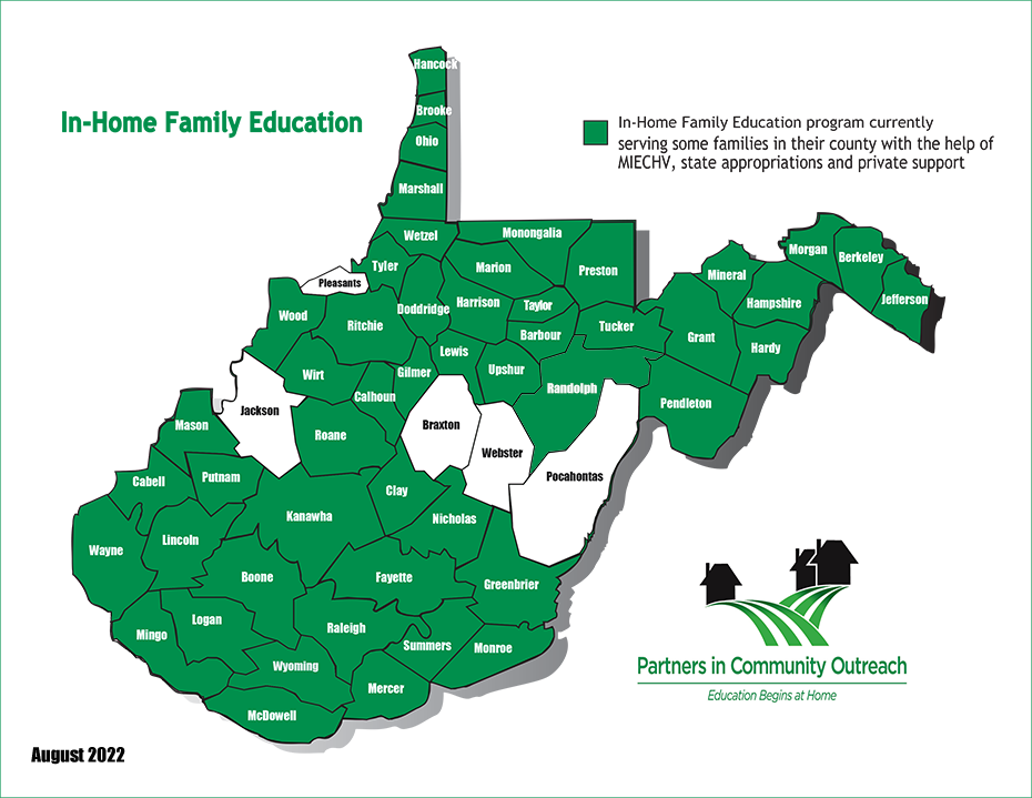 West Virginia map with highlights