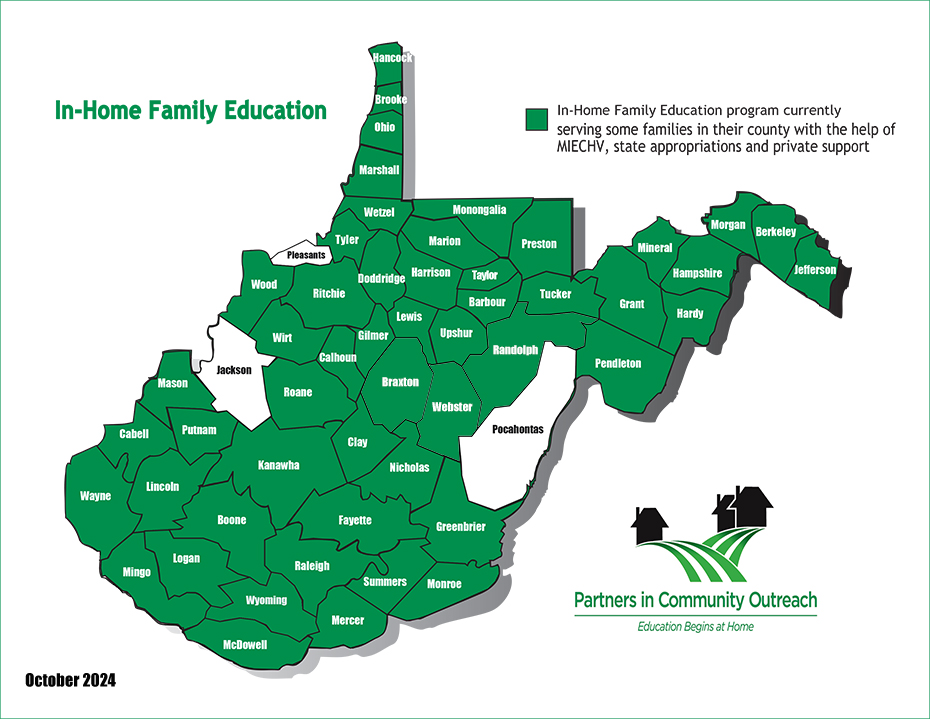 West Virginia map with highlights